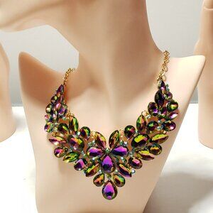 Rainbow Rhinestone Necklace.